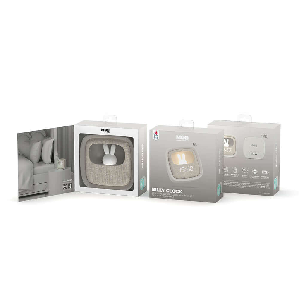 Billy Digital Alarm Clock and Night Light for Kids - Grey